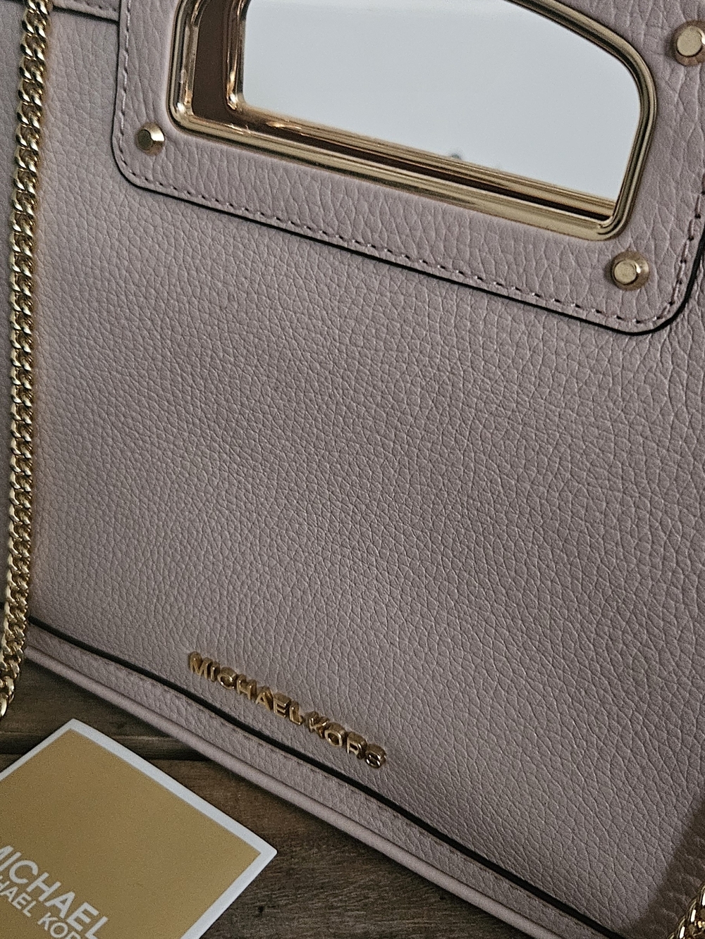 Michael Kors Blush Pink Pebbled Leather Shoulder Bag with Gold-Tone Chain